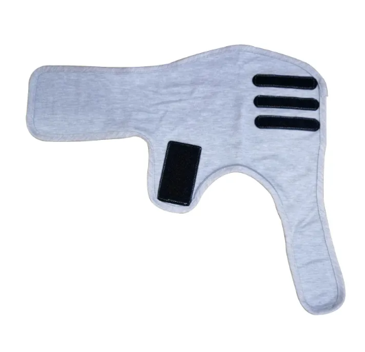 Snug wrap jacket for dogs in Light Gray, laid flat to show the hook-and-loop straps