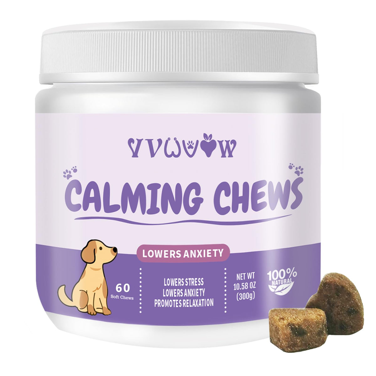 Calming Chews for Dogs with Melatonin - 60 Count Soothing Treats